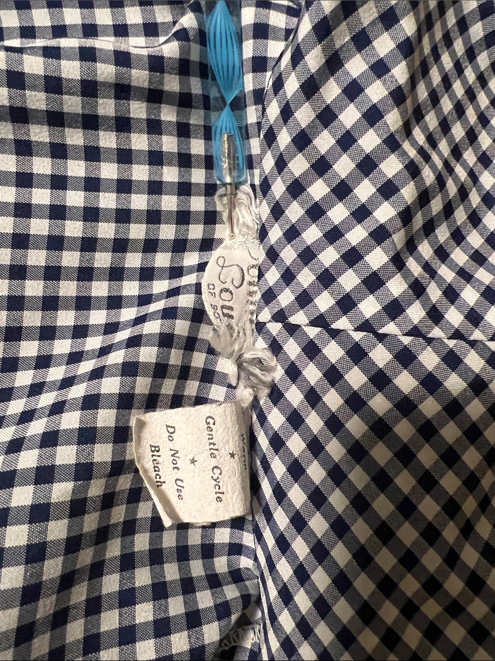 Classic Black & White Gingham Tie-Neck Button-Down Shirt - Picture 4 of 8